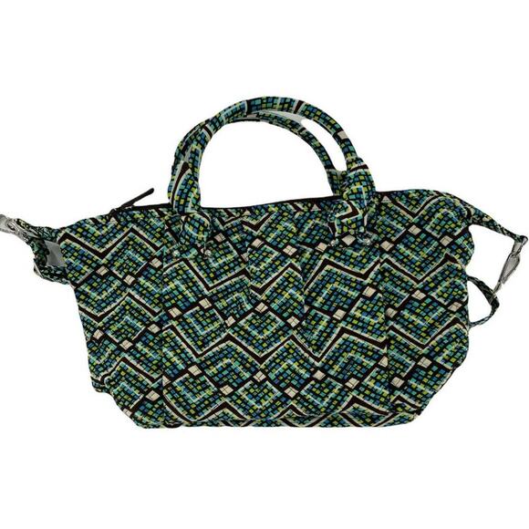 Vera Bradley Rain Forest Hadley Satchel Signature Cotton Multicolor Zip Bag New - Picture 5 of 11